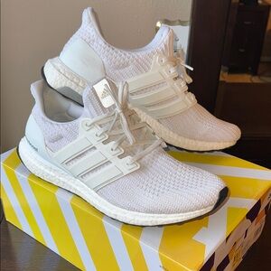 Adidas UltraBoost White Shoes with black soles
